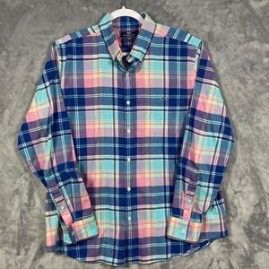Vineyard Vines Slim Fit Tucker Plaid Button Down Shirt Men Large Blue Pink Green
